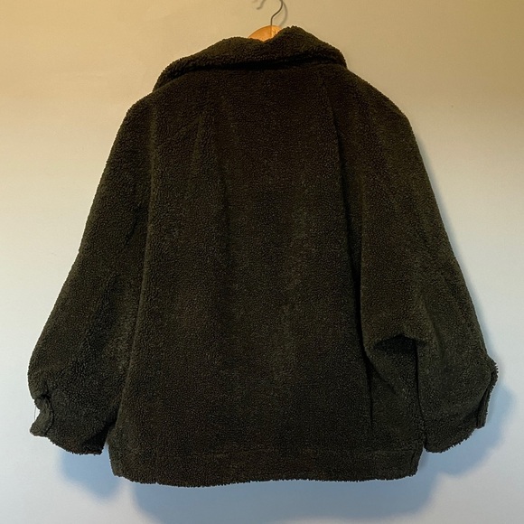 Zara Olive Army Green Fleece Jacket Coat - Picture 6 of 6